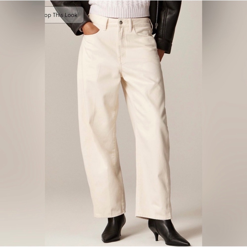 J. Crew Tall Barrel Leg Jeans in Ecru Wash High-Rise Denim - 28 Tall